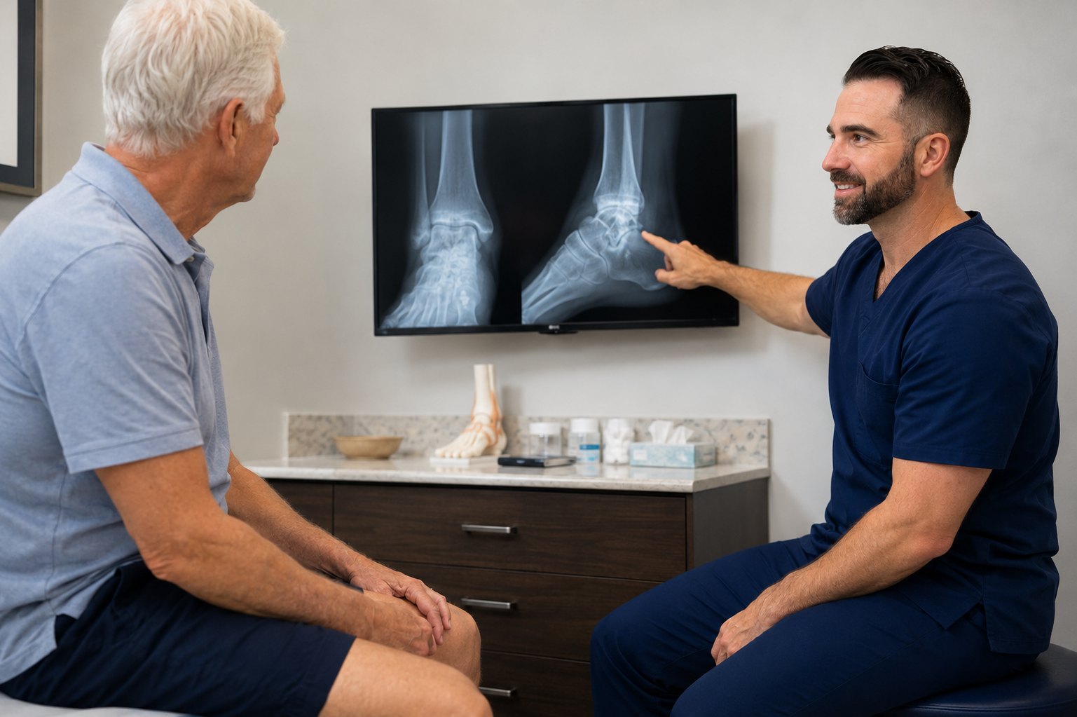 Older adult foot and ankle exam