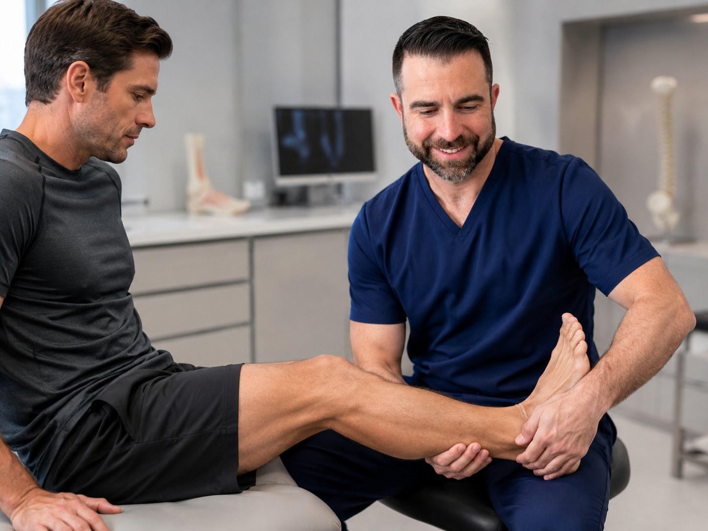 Athlete with sports-related ankle pain