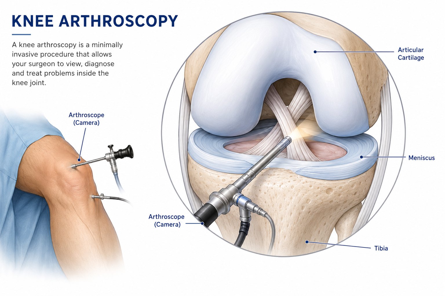 Knee arthroscopy patient education illustration