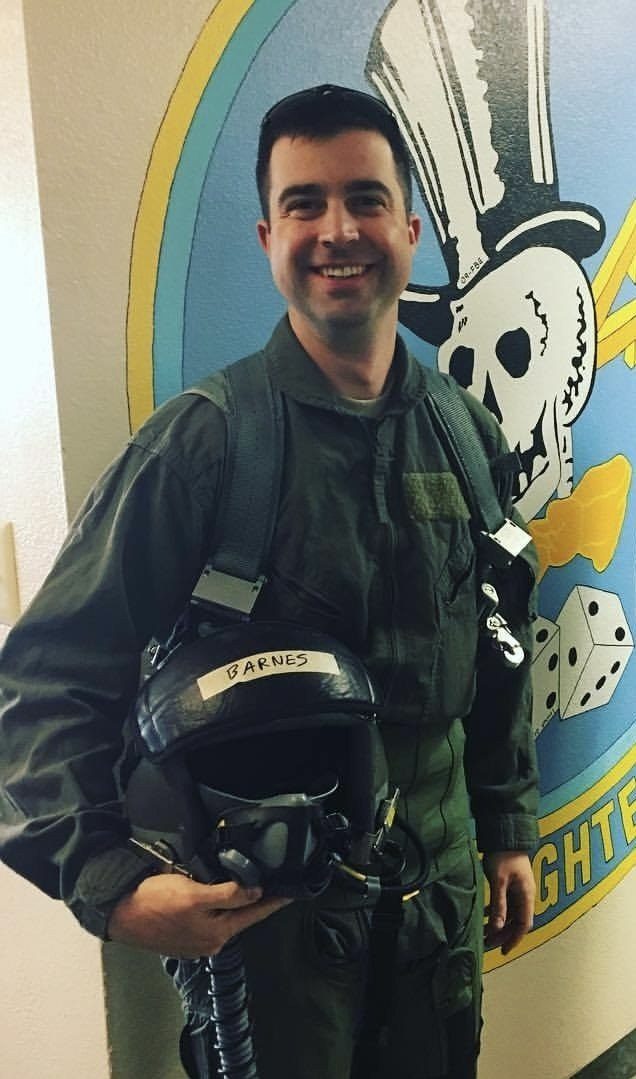 Dr. Barnes in military flight suit