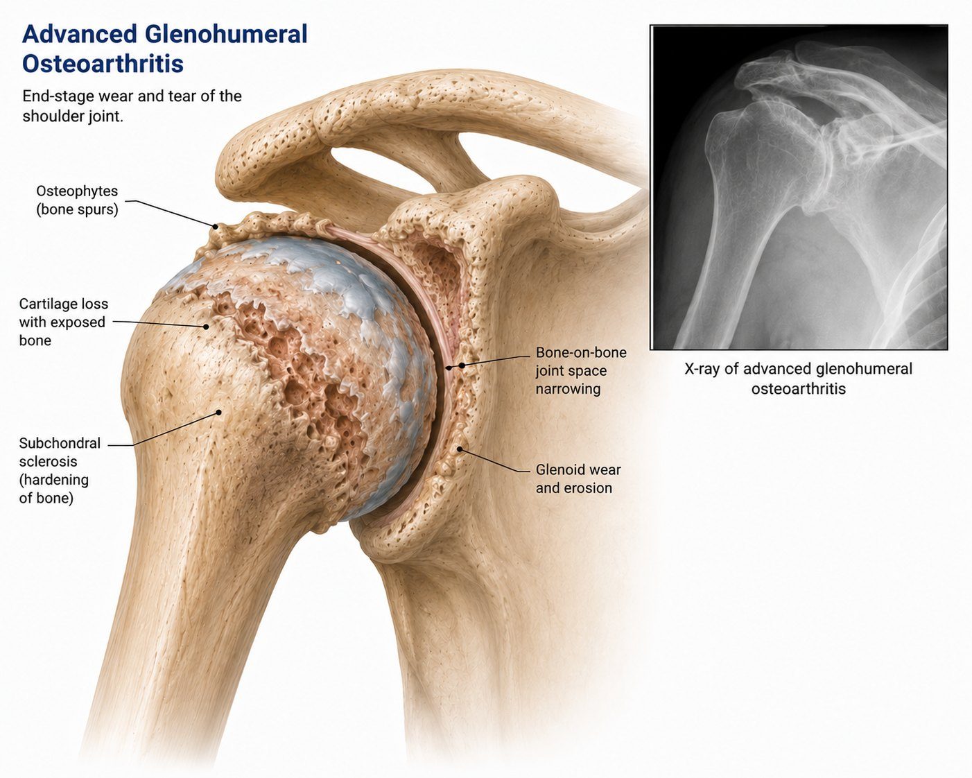 Glenohumeral shoulder arthritis illustration
