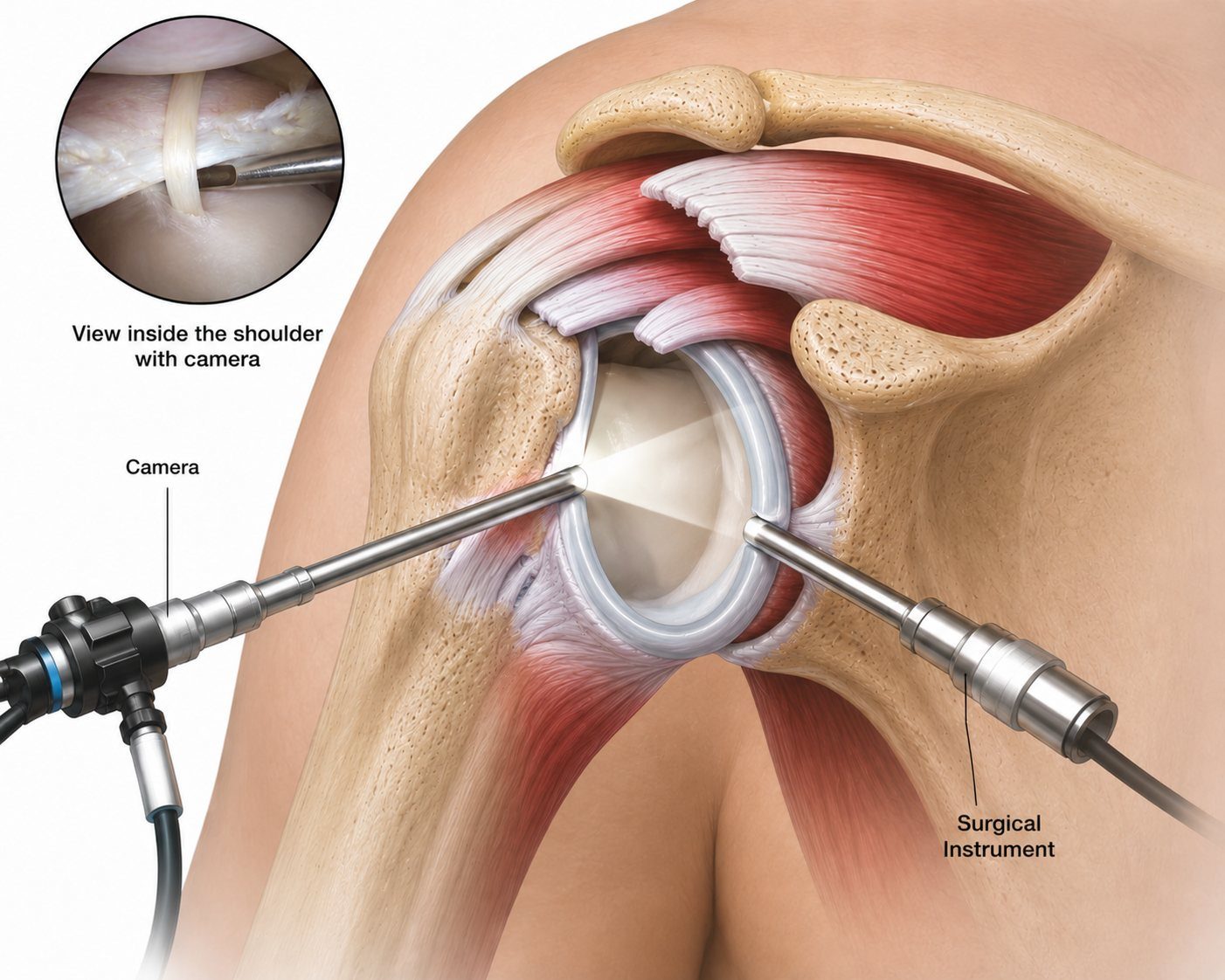 Shoulder arthroscopy camera illustration