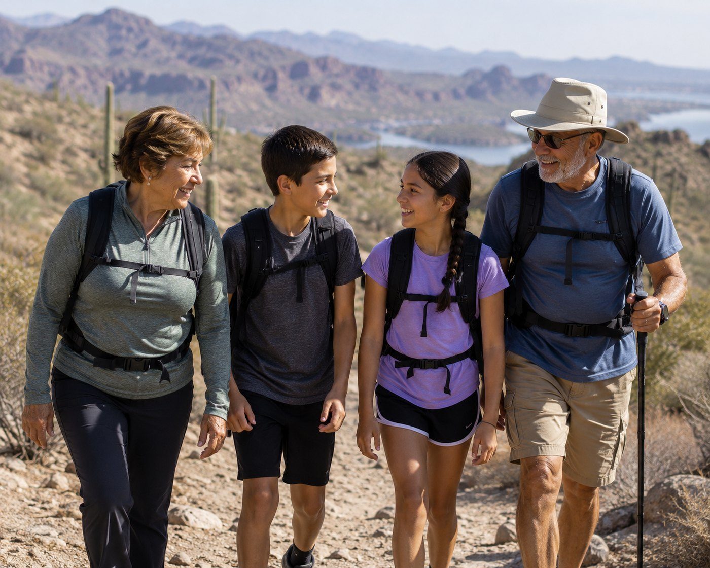 Family hiking near Lake Havasu
