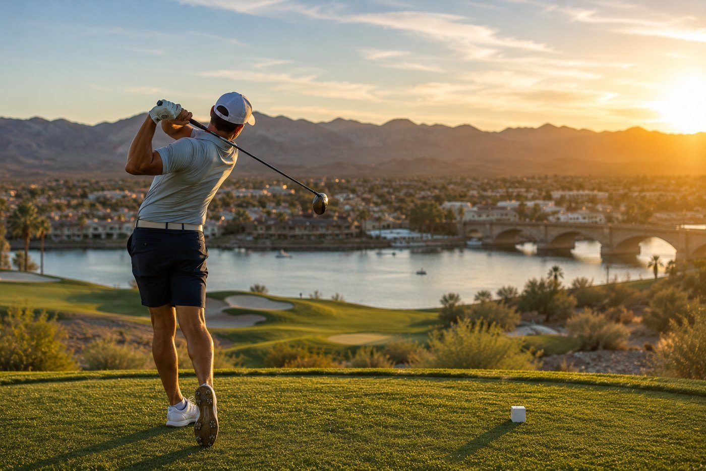 Golfer overlooking Lake Havasu