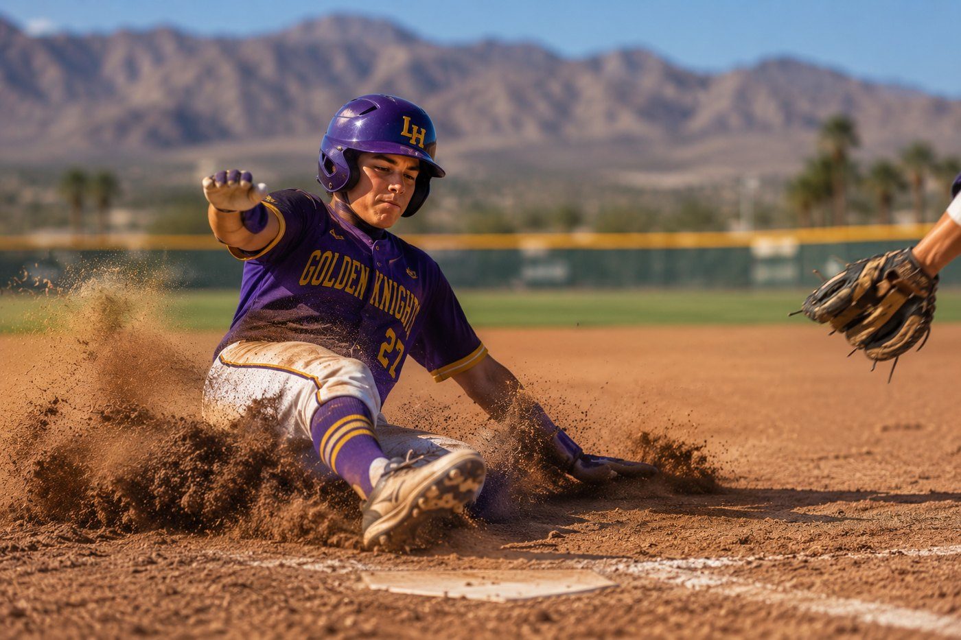 Lake Havasu baseball athlete sliding