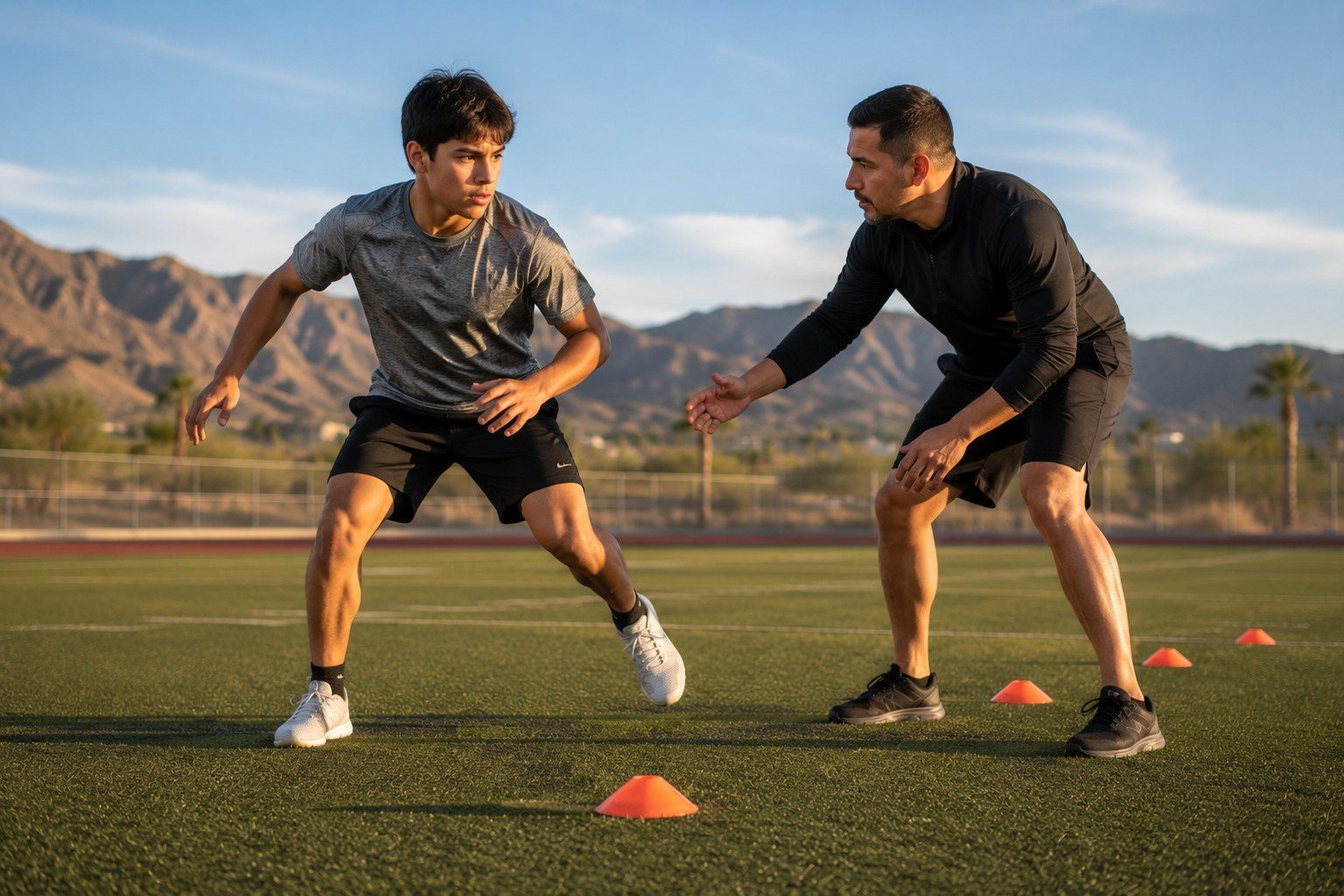 Coach guiding athlete through return to sport drills