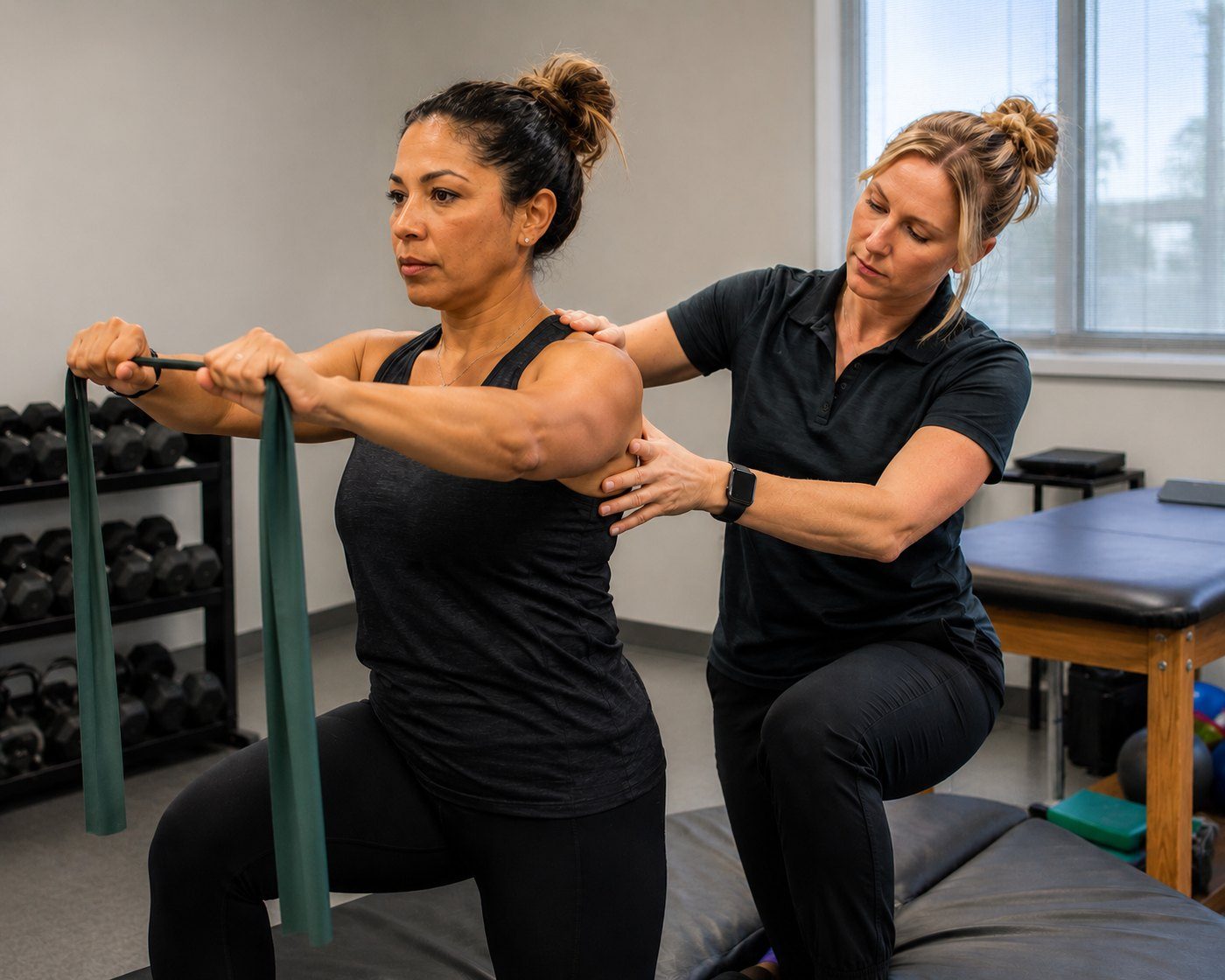 Shoulder rehab with resistance band