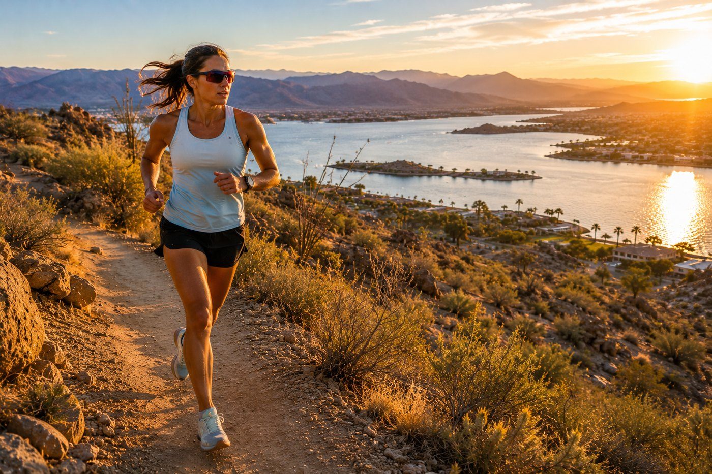 Trail runner above Lake Havasu