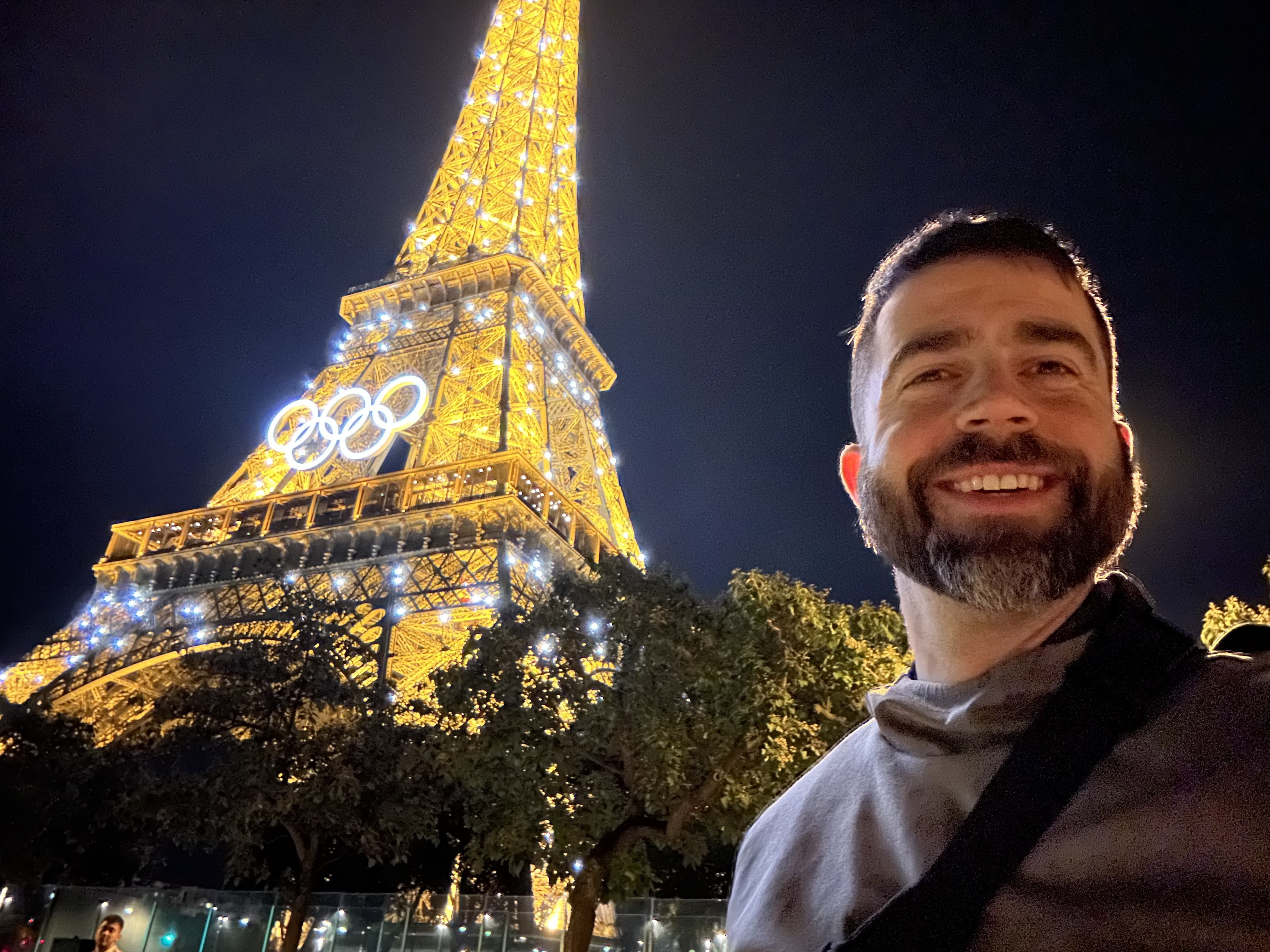 Dr. Barnes at the Eiffel Tower during Paris 2024 as Team USA physician